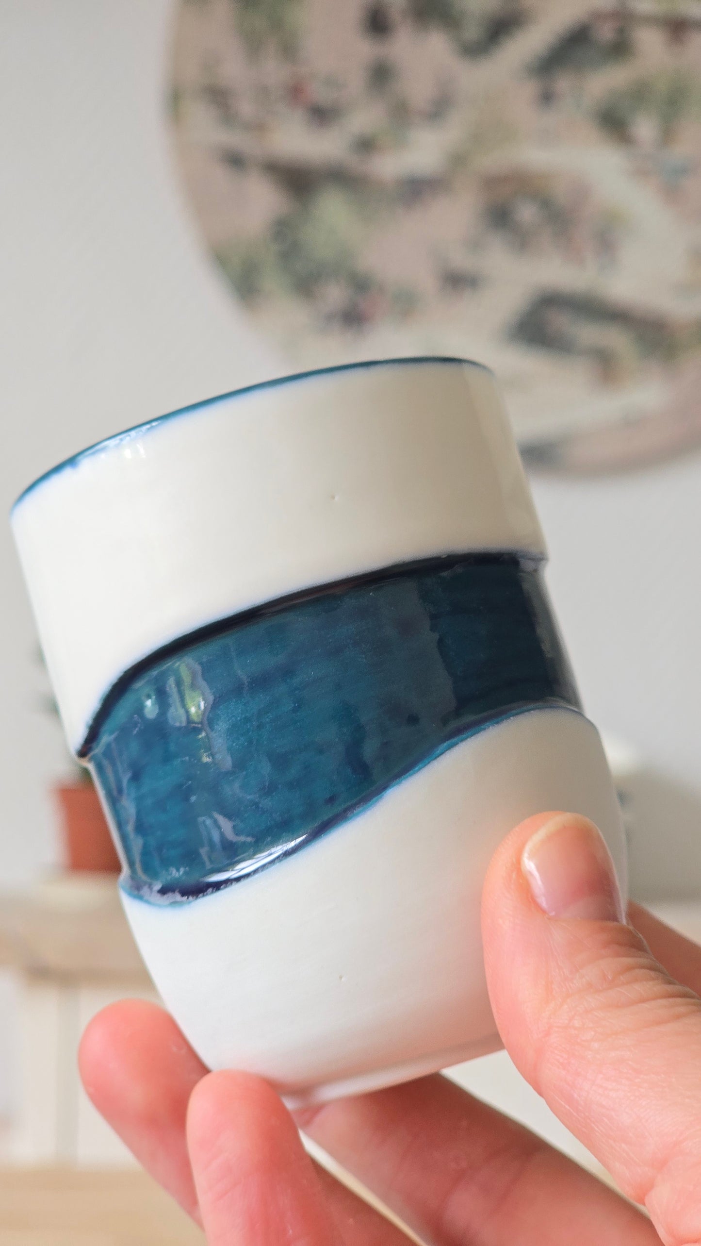 Tasse expresso Wavy vert/bleu