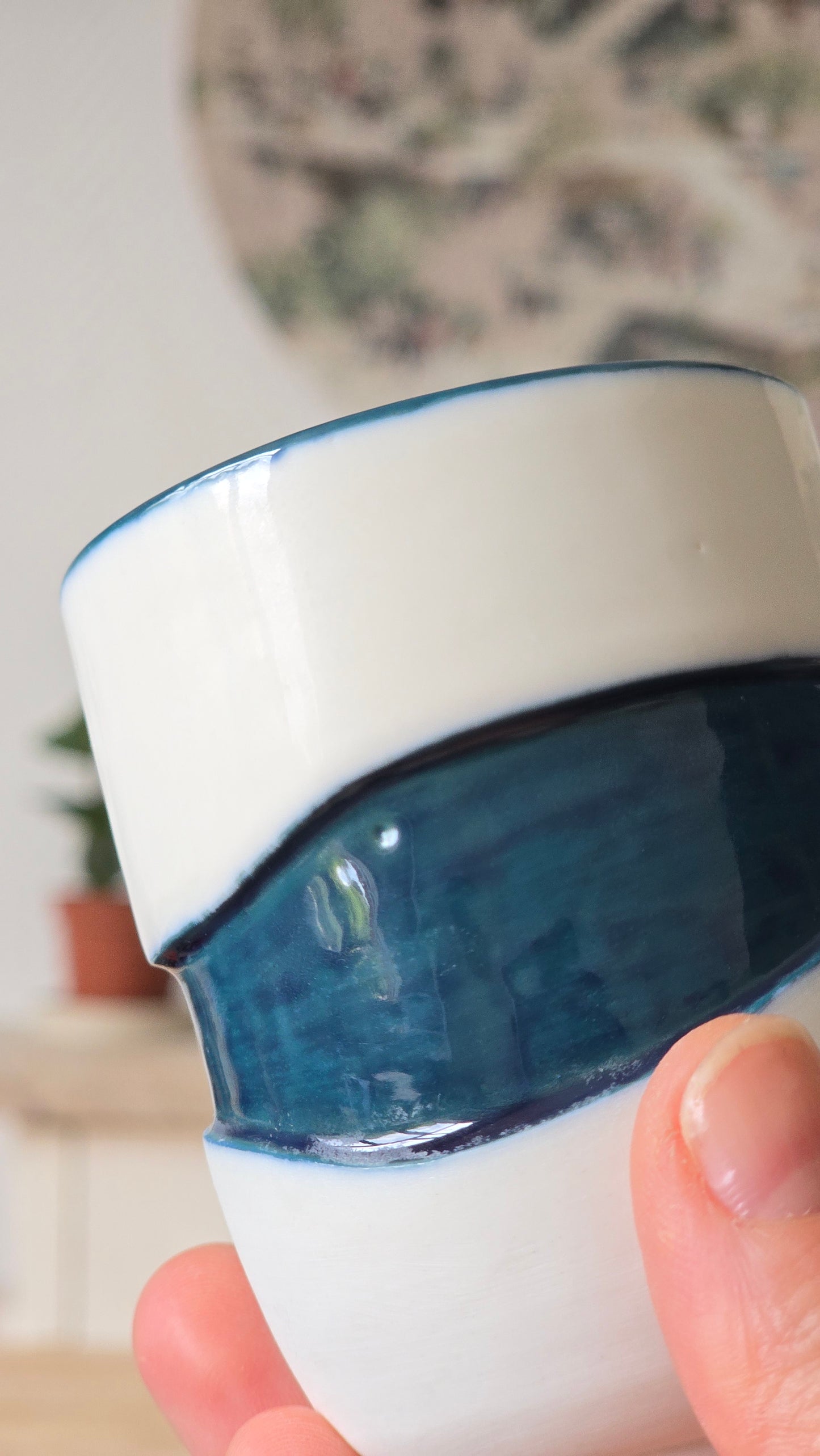 Tasse expresso Wavy vert/bleu