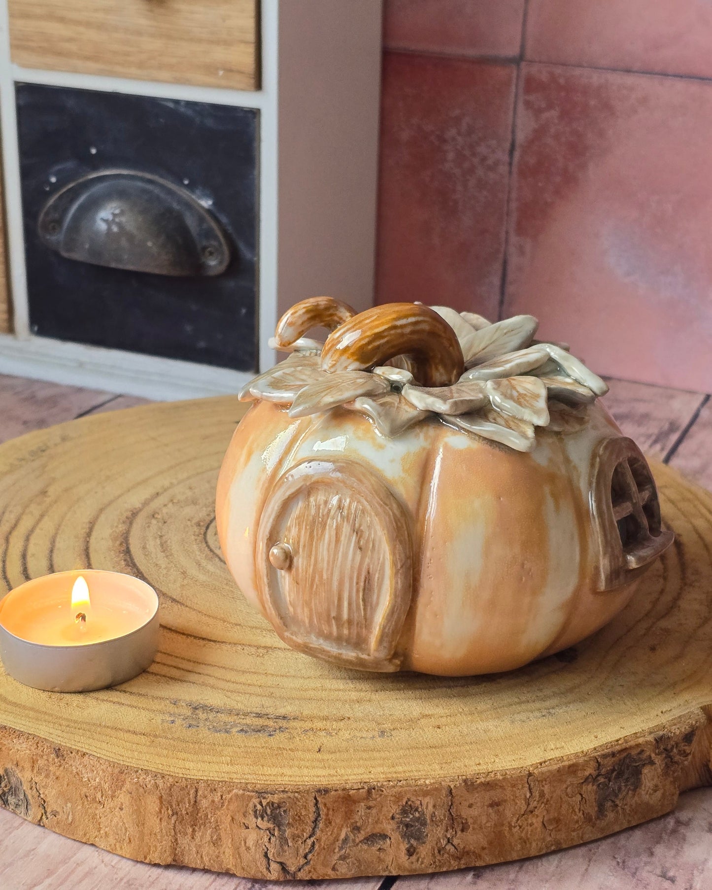 Photophore maison citrouille "Automne"