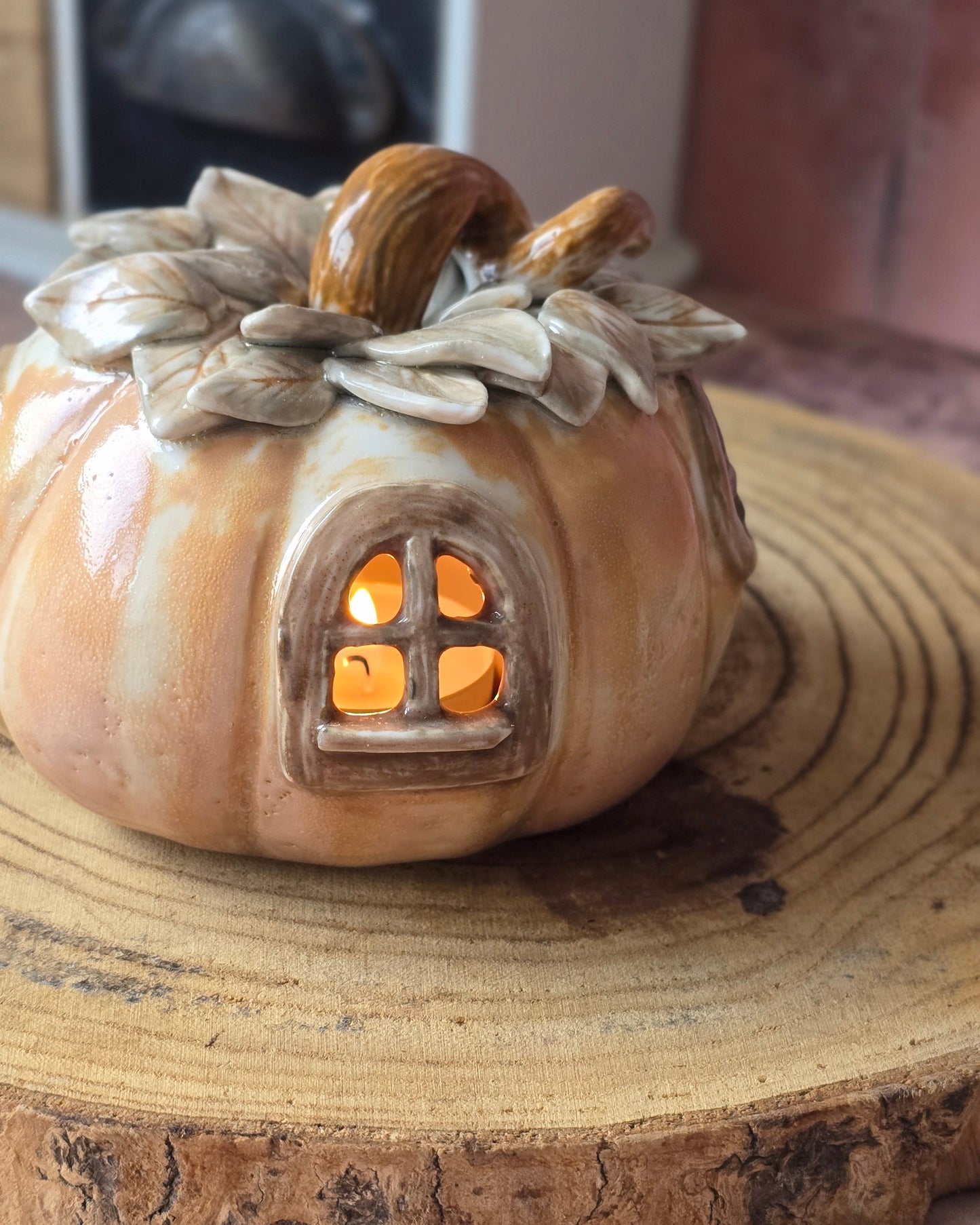 Photophore maison citrouille "Automne"