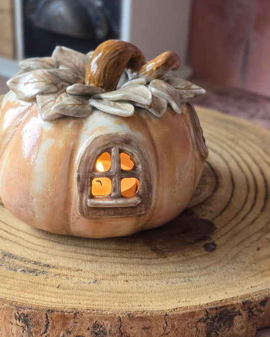 Photophore maison citrouille "Automne"