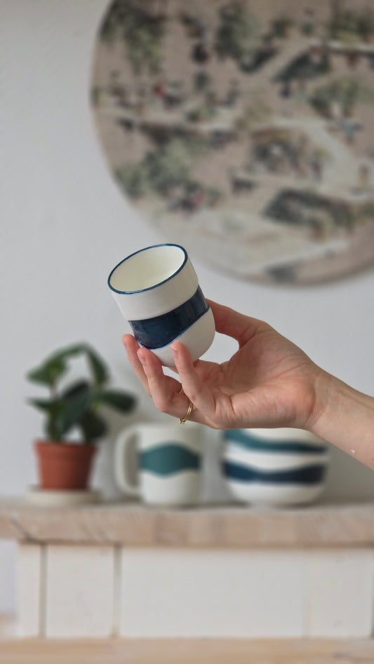 Tasse expresso Wavy vert/bleu