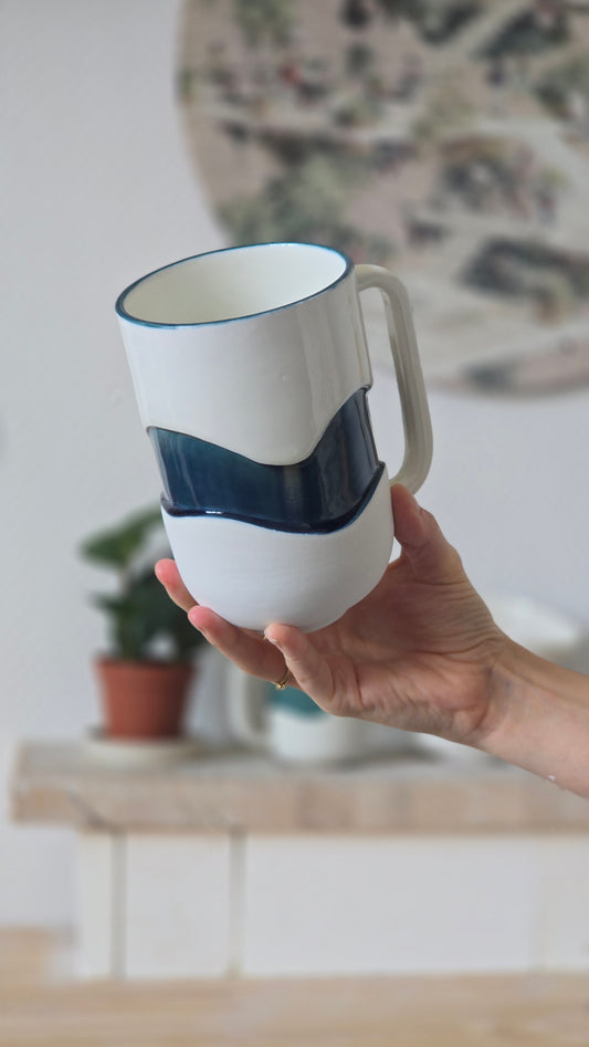 Grand mug Wavy vert/bleu